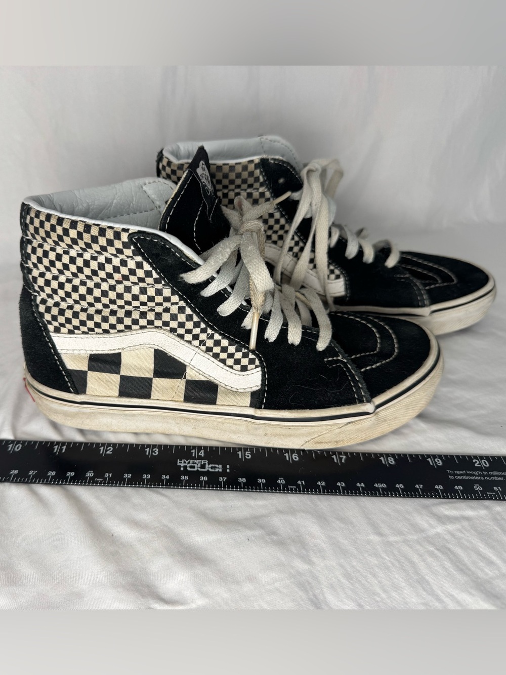 🛹 Vans Sk8-Hi Checkerboard High Top Skate Shoes Women's US 6.5 Black White